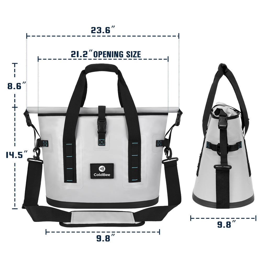 Soft Cooler Bag, Roll-Top Leak-Proof TPU, 5 Freezer Packs, Camping