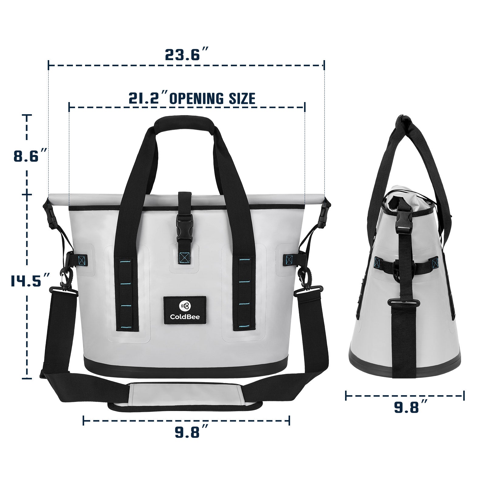 Soft Cooler Bag, Roll-Top Leak-Proof TPU, 5 Freezer Packs, Camping