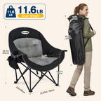 Oversized Camping Chairs, Heavy Duty Padded, Thick Headrest