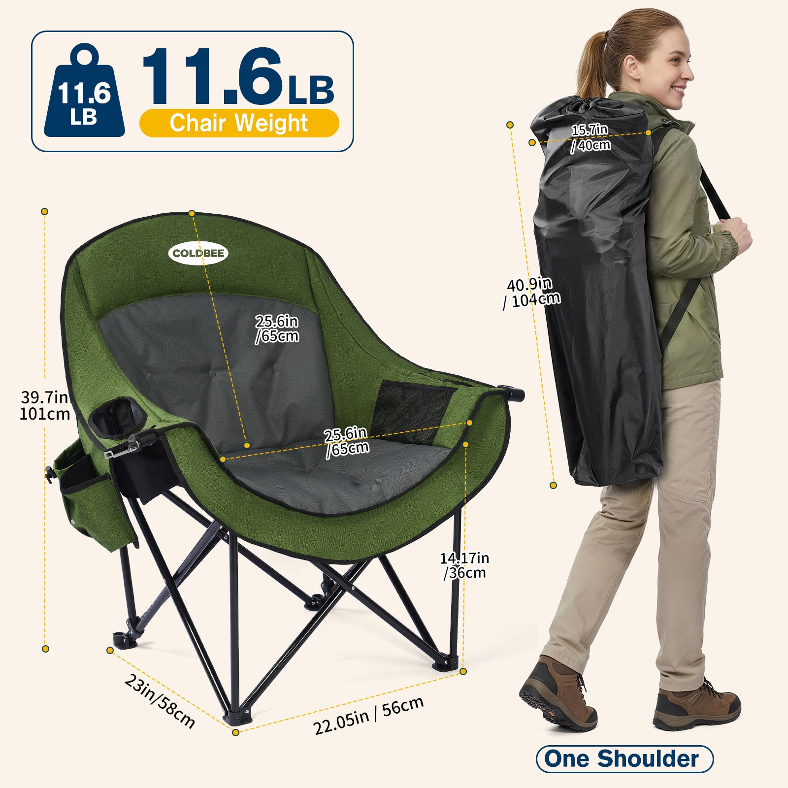 Oversized Camping Chairs, Heavy Duty Padded, Thick Headrest