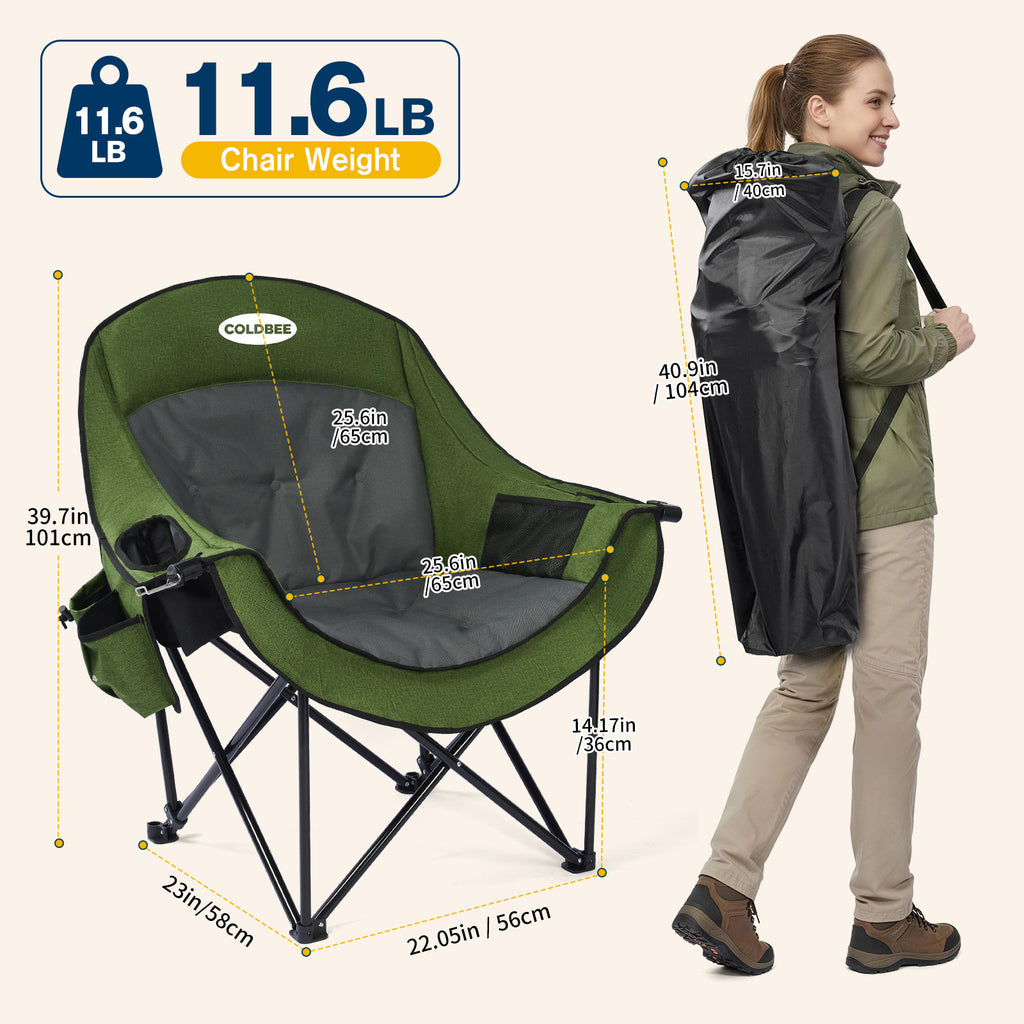Oversized Camping Chairs, Heavy Duty Padded, Thick Headrest