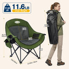 Oversized Camping Chairs, Heavy Duty Padded, Thick Headrest