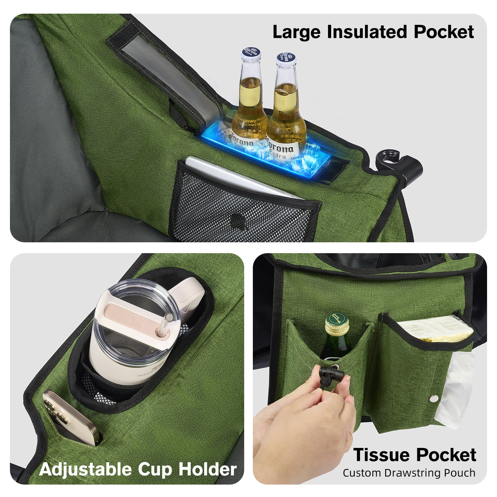Oversized Camping Chairs, Heavy Duty Padded, Thick Headrest